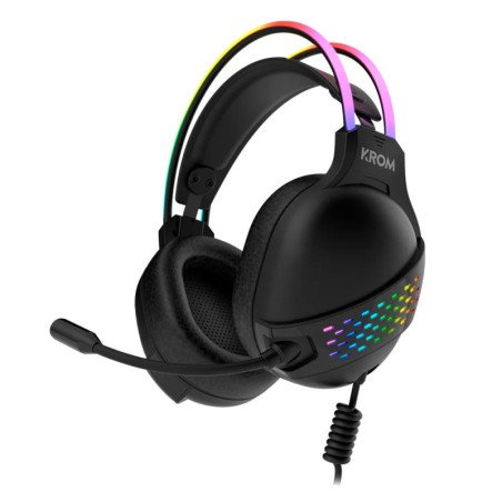 Headset Krom Klaim Stereo RGB Gaming Preto - Som Imersivo para Gamers