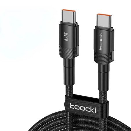 "Cabo USB-C Toocki 5A 100W 1m Preto - Compra já e acelera!"